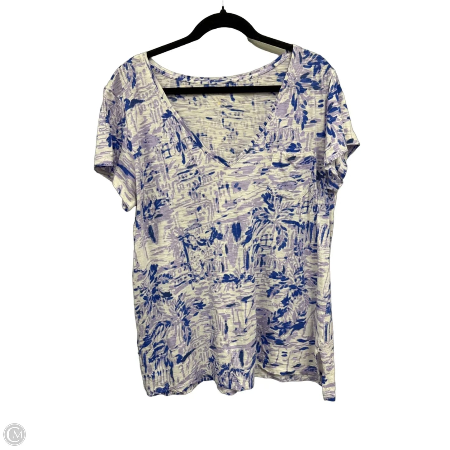 Top Short Sleeve Designer By Lilly Pulitzer In Blue & Purple, Size: Xl
