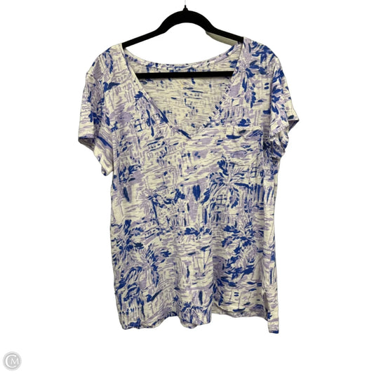 Top Short Sleeve Designer By Lilly Pulitzer In Blue & Purple, Size: Xl