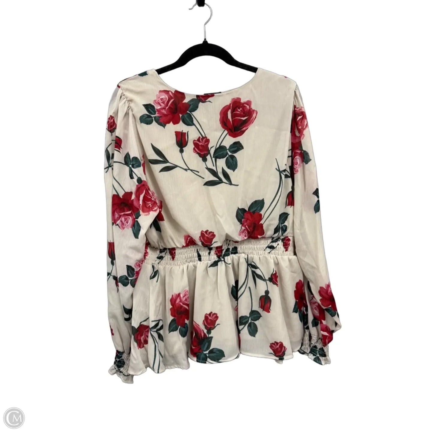 Blouse Long Sleeve By Torrid In Cream & Red, Size: 2x