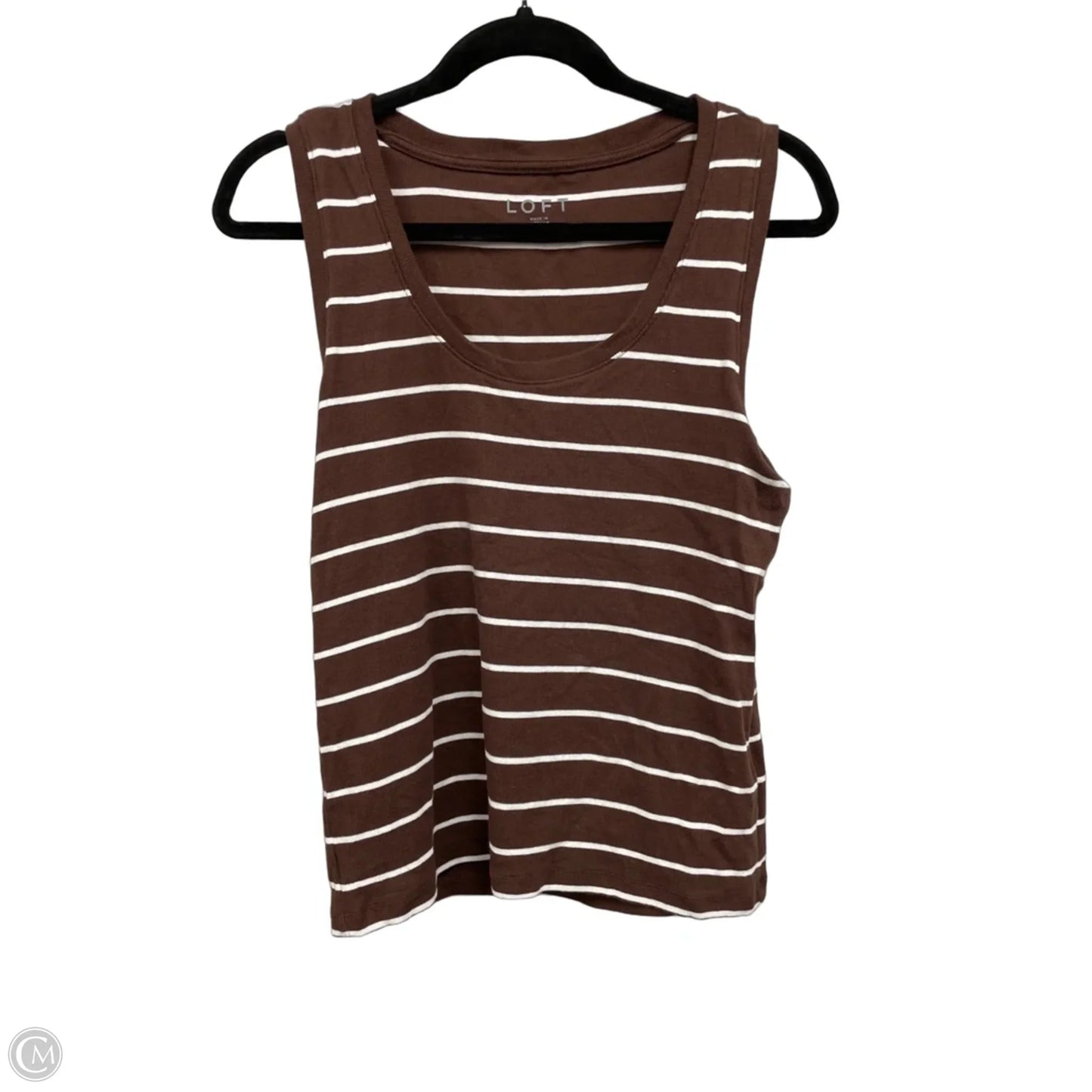 Top Sleeveless Basic By Loft In Brown & White, Size: L