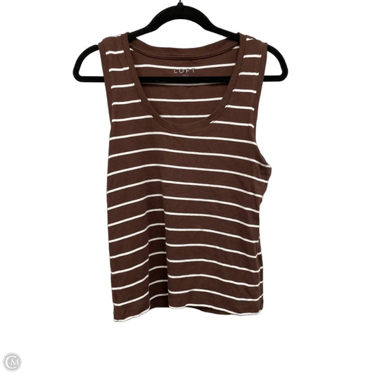 Top Sleeveless Basic By Loft In Brown & White, Size: L