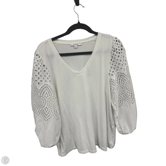 Top 3/4 Sleeve By Chicos In White, Size: L