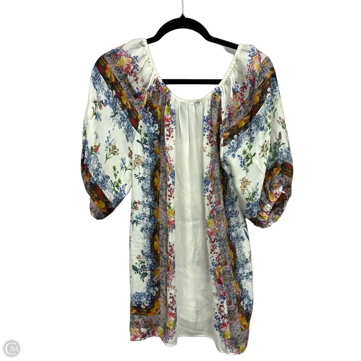 Blouse Short Sleeve By Clothes Mentor In Blue & White, Size: M