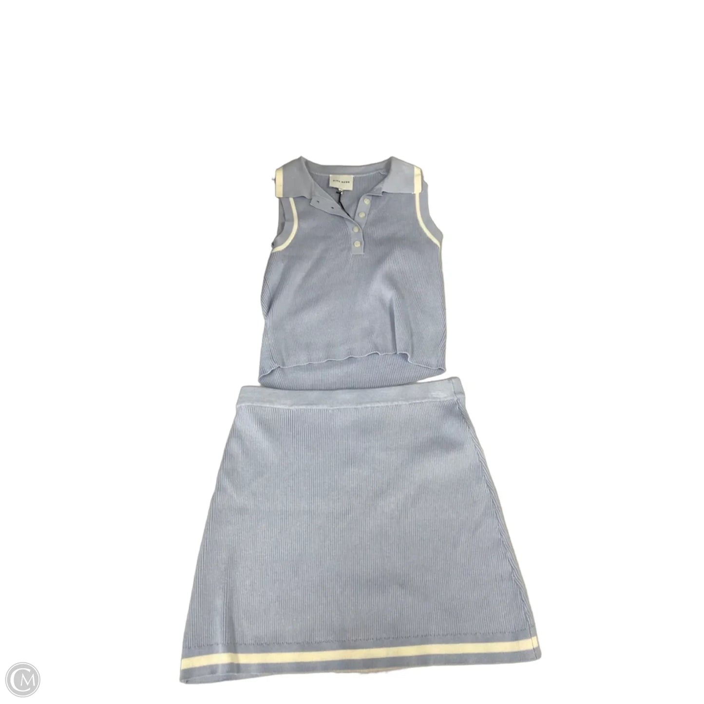 Skirt Set 2pc By Pink Rose In Blue & White, Size: L