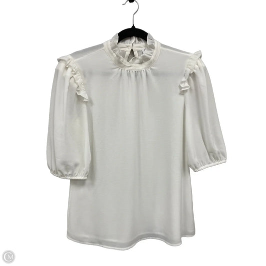 Blouse Short Sleeve By Calvin Klein In White, Size: M