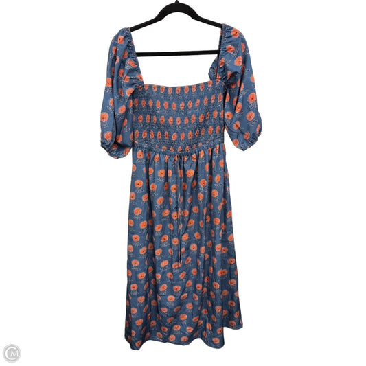 Dress Casual Midi By Clothes Mentor In Blue & Orange, Size: L
