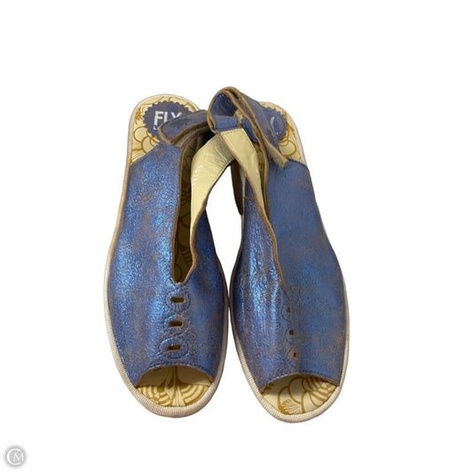 Sandals Heels Wedge By Fly London In Blue, Size: 8.5