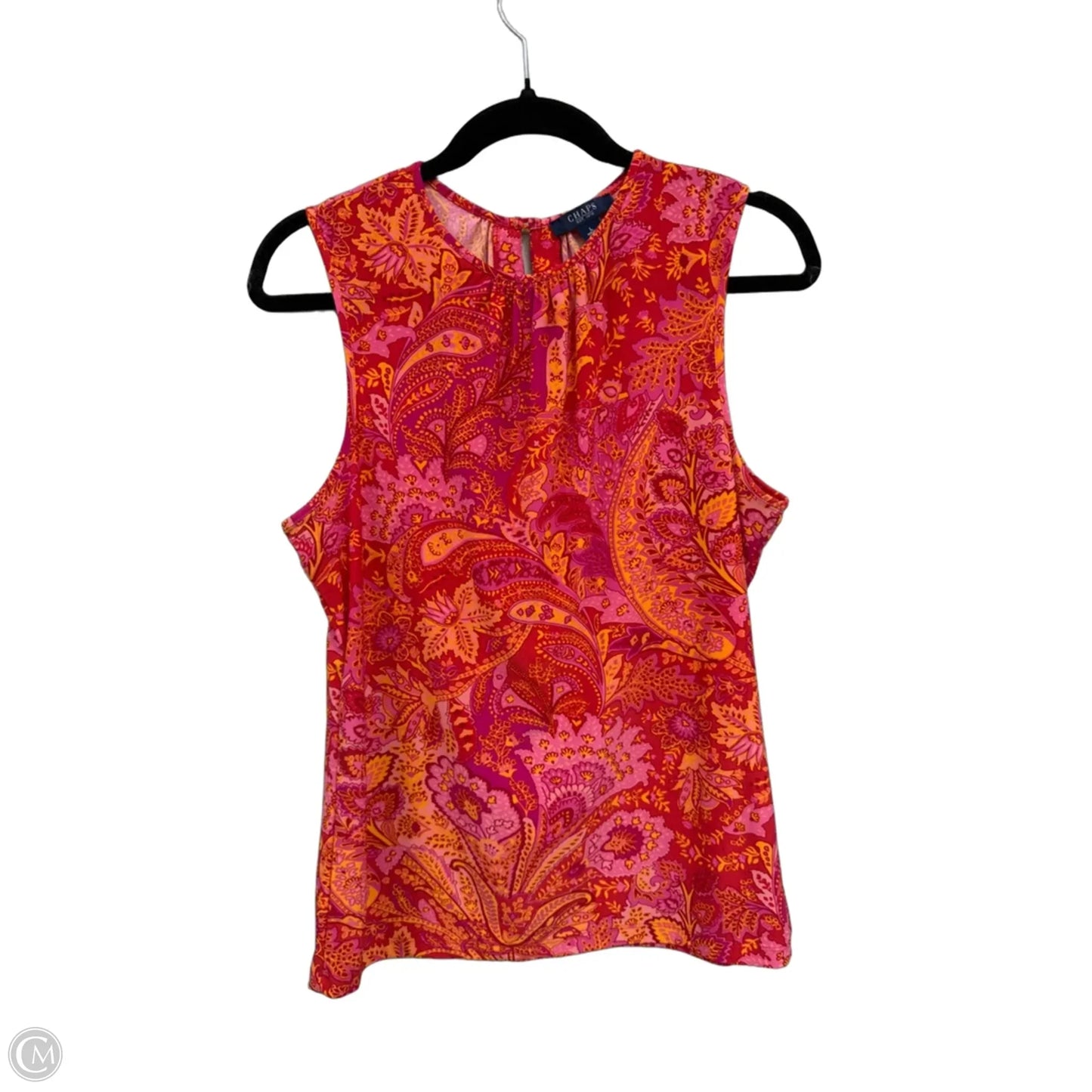Top Sleeveless By Chaps In Orange & Pink, Size: L