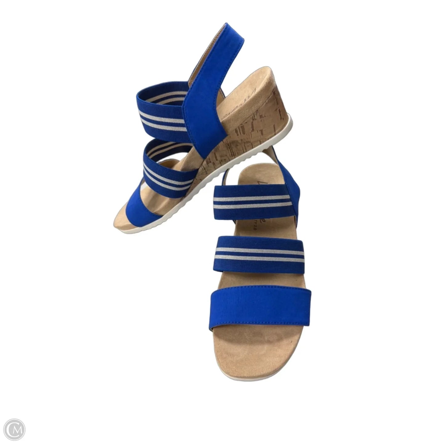 Sandals Heels Wedge By Life Stride In Blue, Size: 6.5