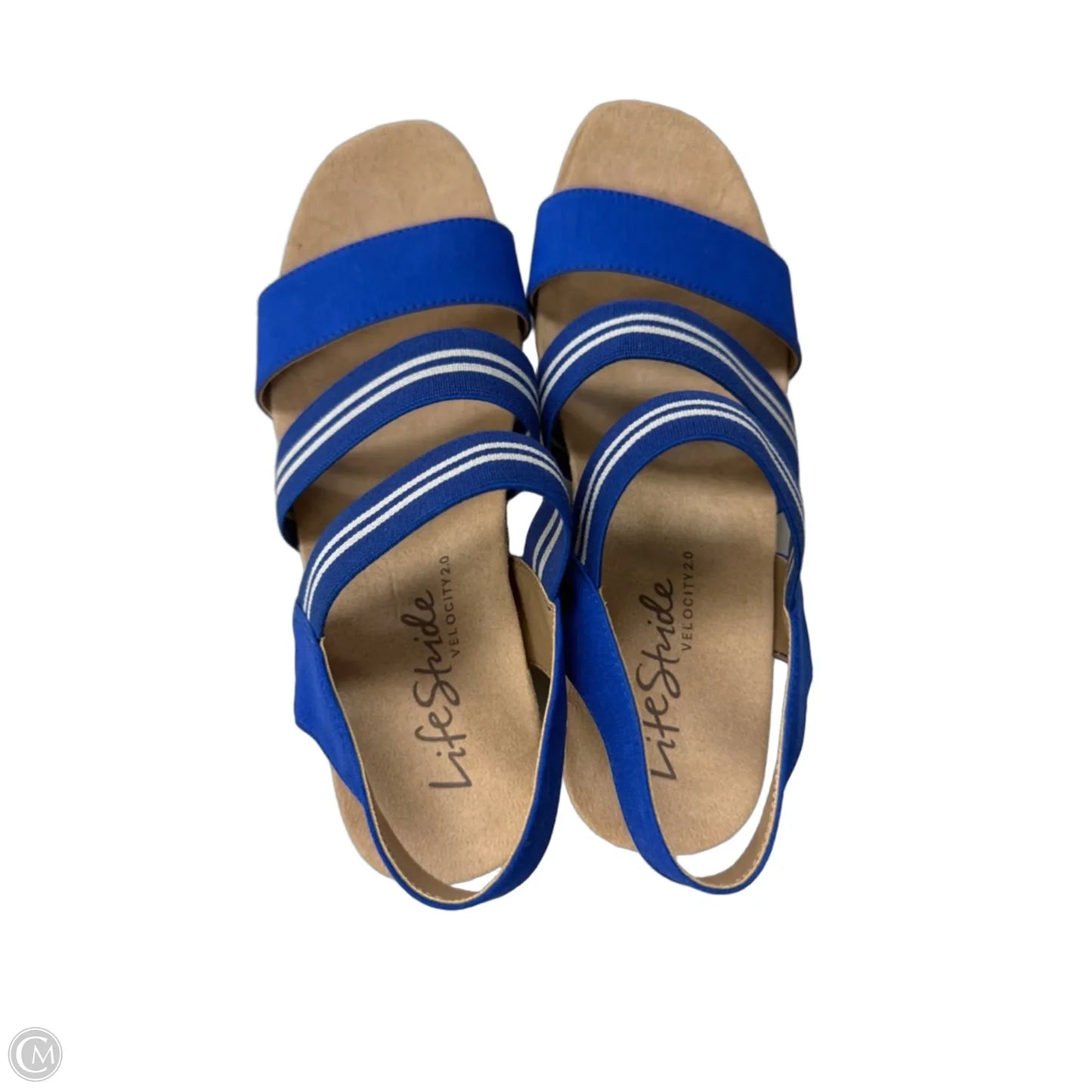 Sandals Heels Wedge By Life Stride In Blue, Size: 6.5