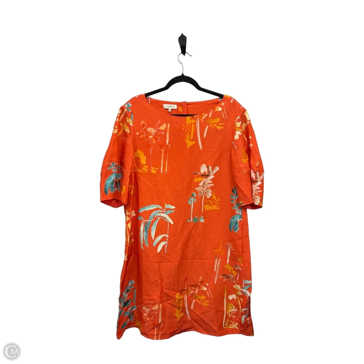 Dress Designer By Lafayette 148 In Orange & Yellow, Size: M