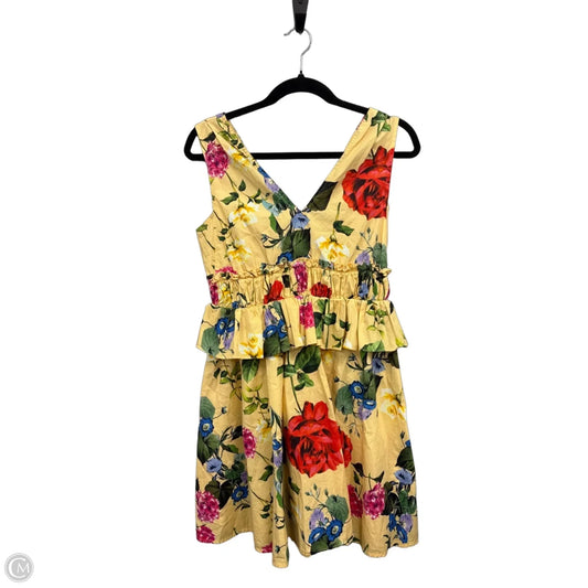 Dress Casual Short By Express In Green & Yellow, Size: S
