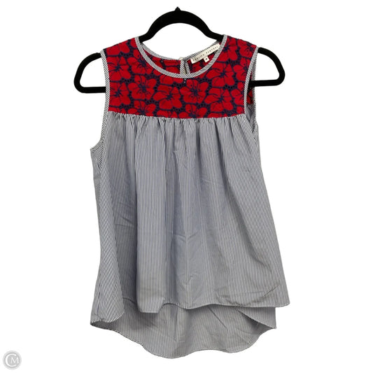 Blouse Sleeveless By English Factory In Blue & Red, Size: M