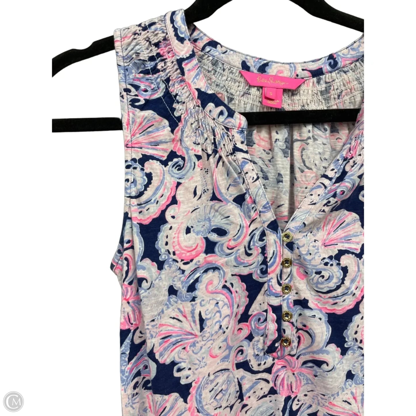 Top Sleeveless Designer By Lilly Pulitzer In Blue & Pink, Size: S