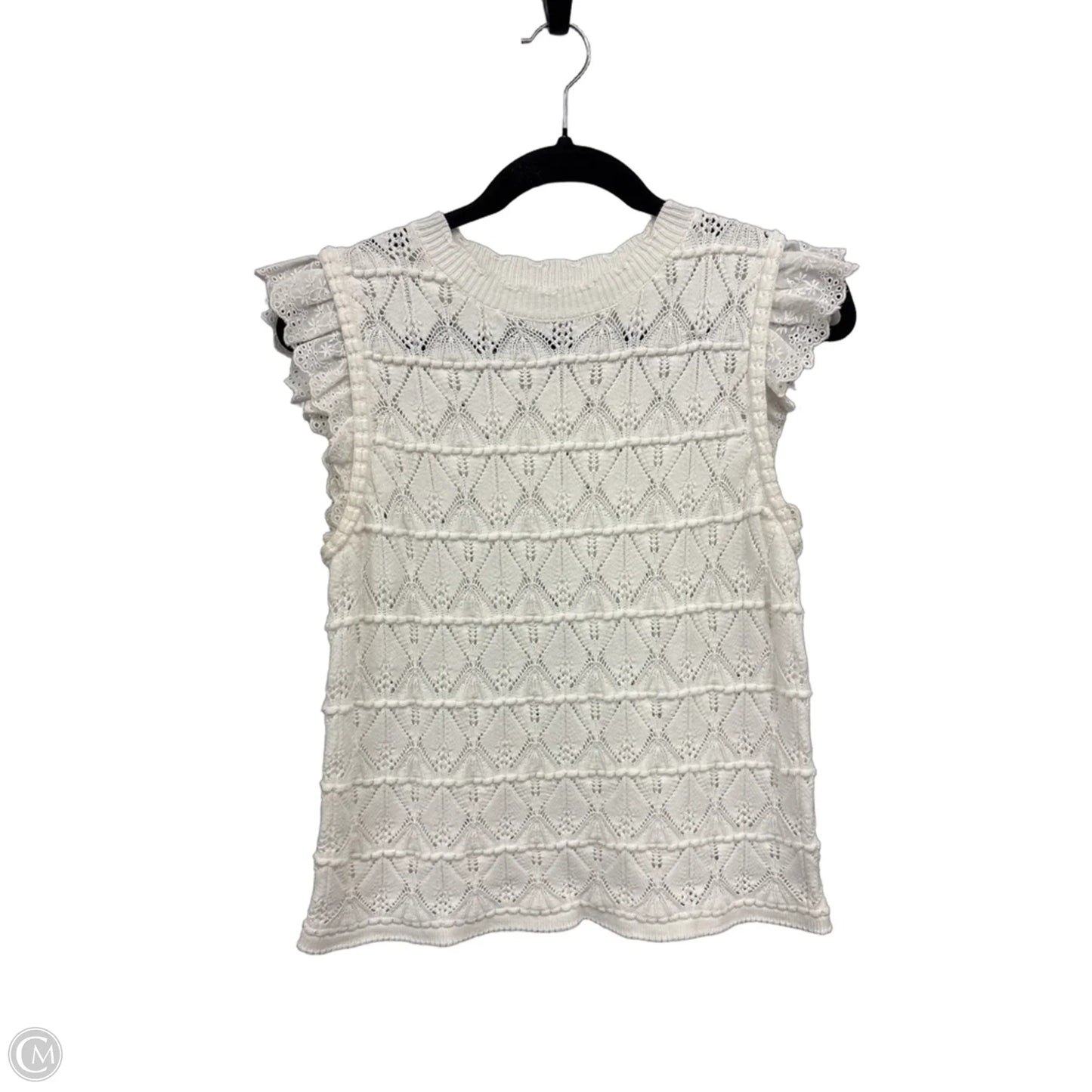 Sweater Short Sleeve By Current Air In White, Size: M