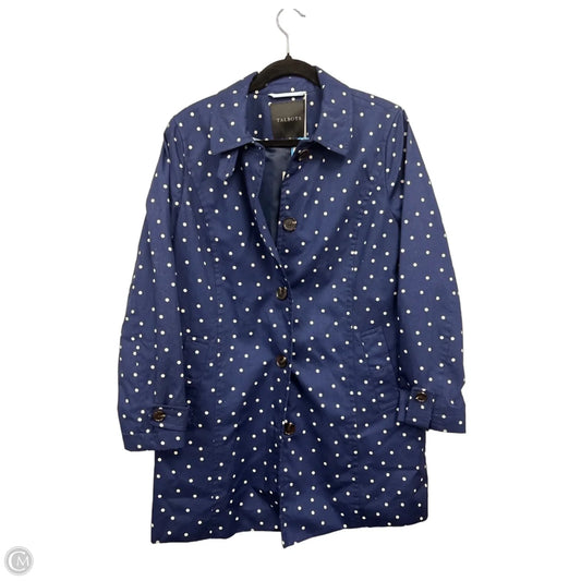 Coat Raincoat By Talbots In Blue & White, Size: M