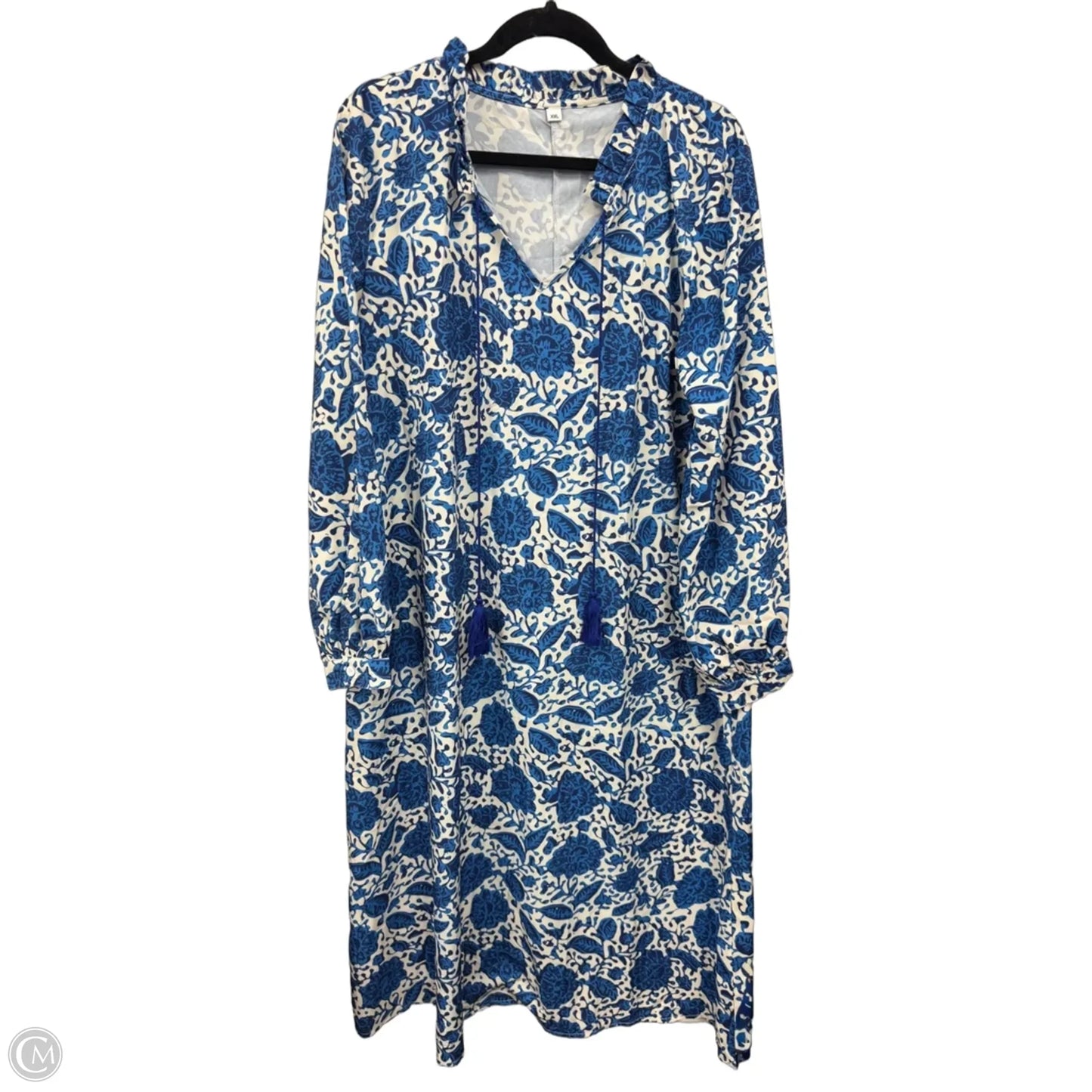 Dress Casual Maxi By Clothes Mentor In Blue & White, Size: Xl