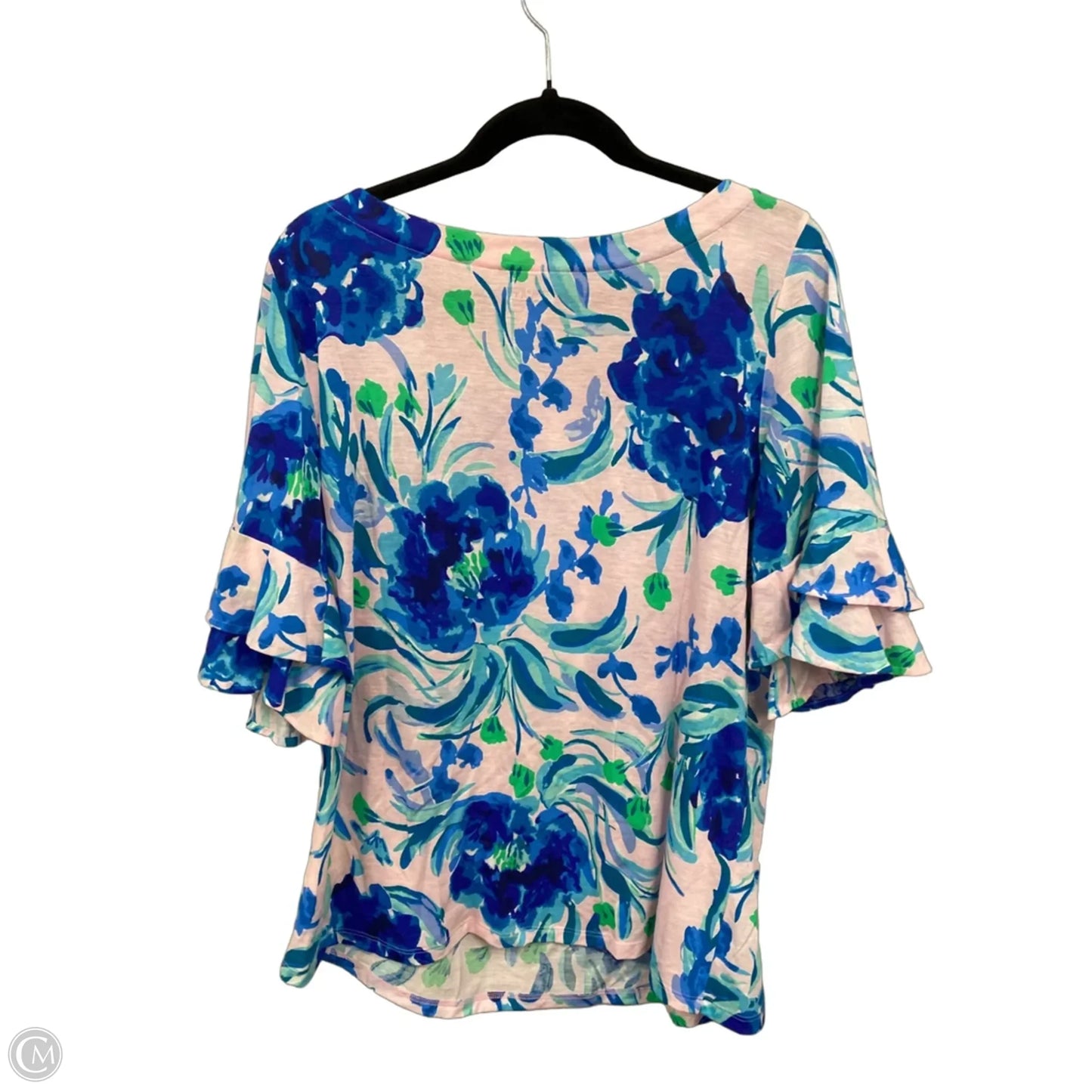 Top Short Sleeve Designer By Lilly Pulitzer In Blue & Pink, Size: Xl