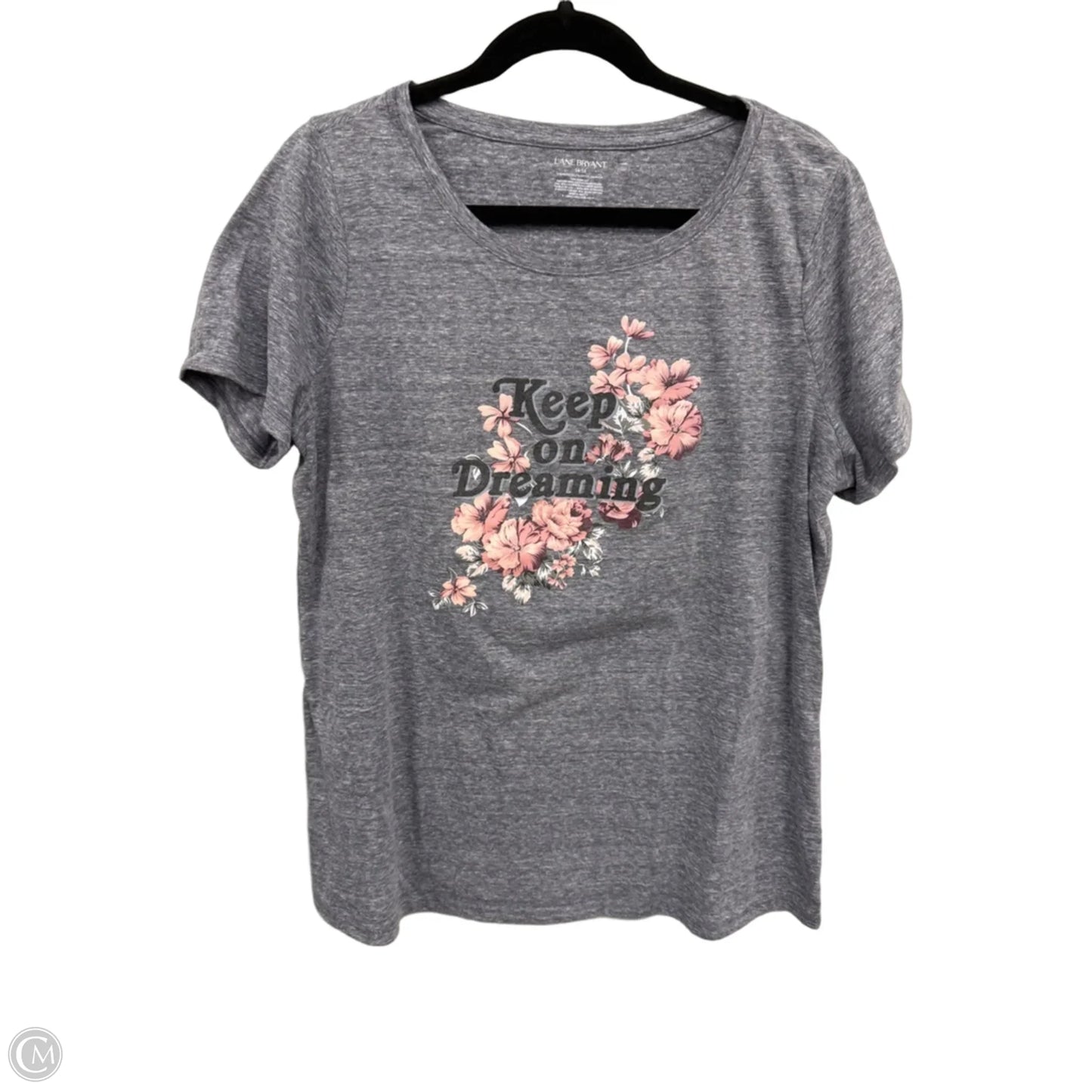 Top Short Sleeve Basic By Lane Bryant In Grey & Pink, Size: 14
