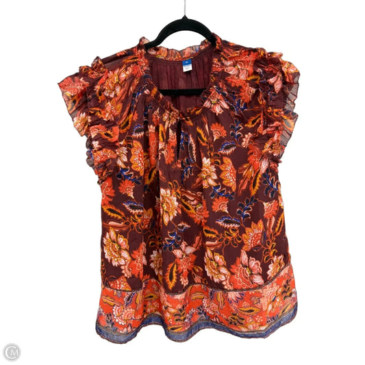 Blouse Short Sleeve By Old Navy In Orange & Yellow, Size: Xl