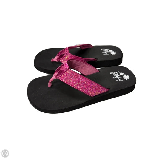 Sandals Flip Flops By Jelly Pop In Black & Pink, Size: 10