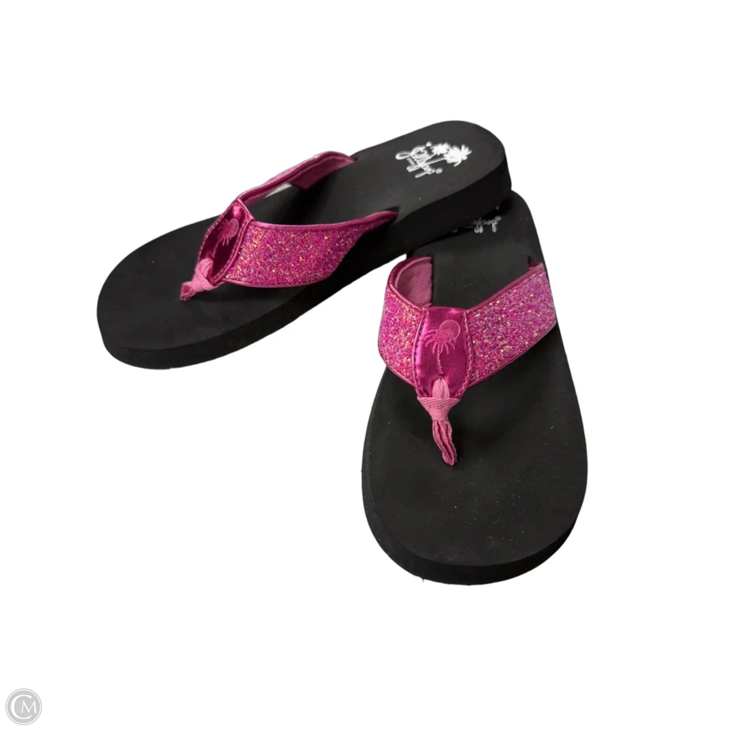 Sandals Flip Flops By Jelly Pop In Black & Pink, Size: 10
