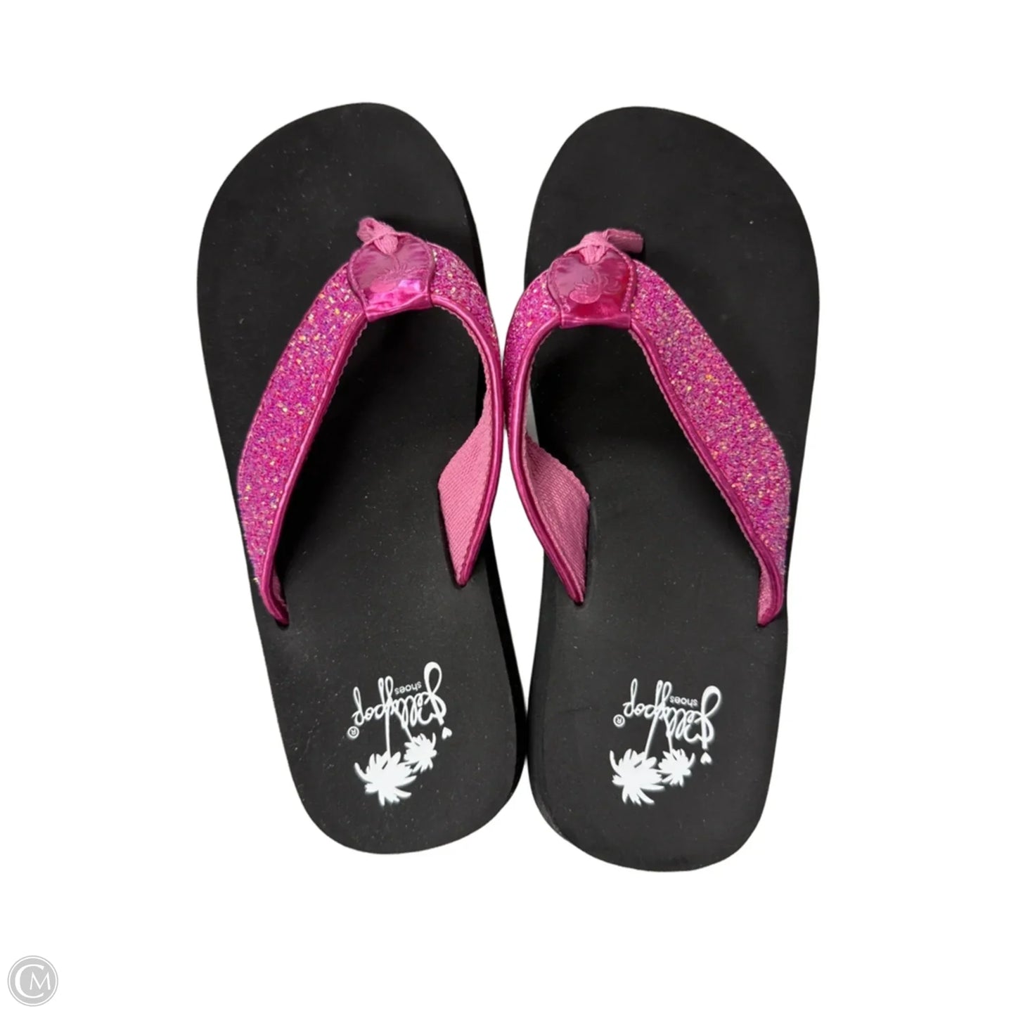Sandals Flip Flops By Jelly Pop In Black & Pink, Size: 10