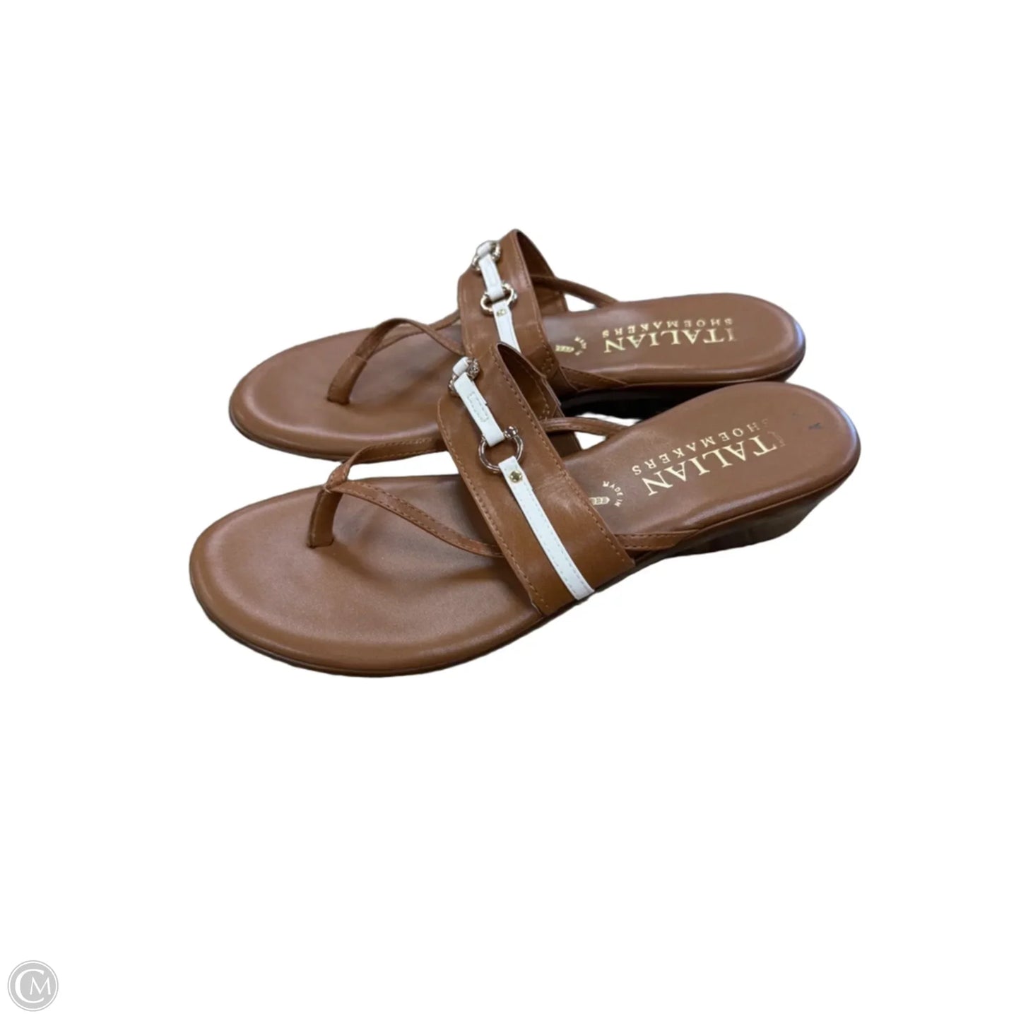 Sandals Heels Wedge By Italian Shoemakers In Brown, Size: 8