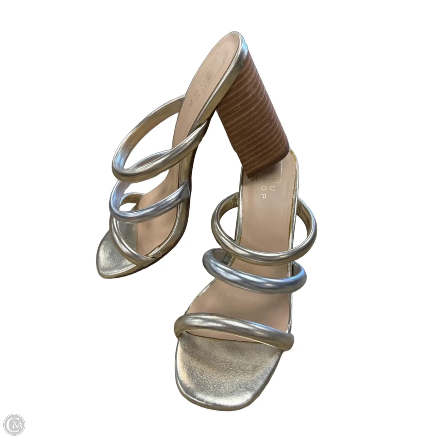 Sandals Heels Block By Shu Shop In Gold & Silver, Size: 6
