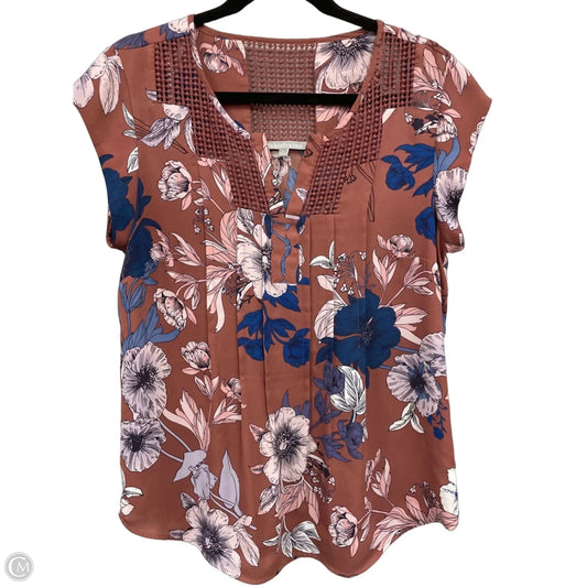 Blouse Short Sleeve By Daniel Rainn In Blue & Pink, Size: M