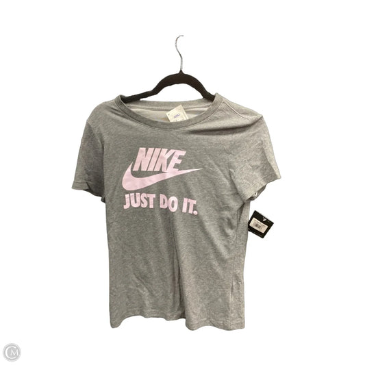 Athletic Top Short Sleeve By Nike Apparel In Grey & Pink, Size: M