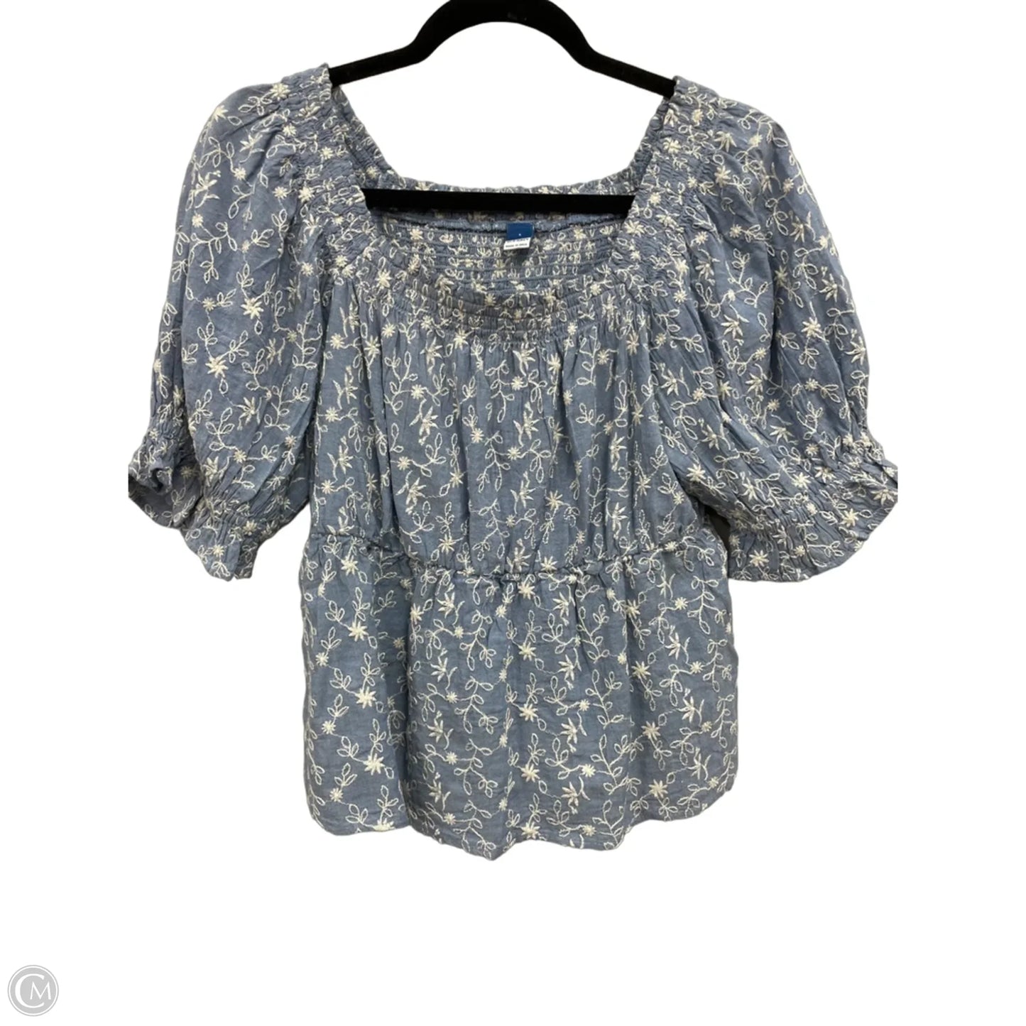Blouse Short Sleeve By Old Navy In Blue & White, Size: S
