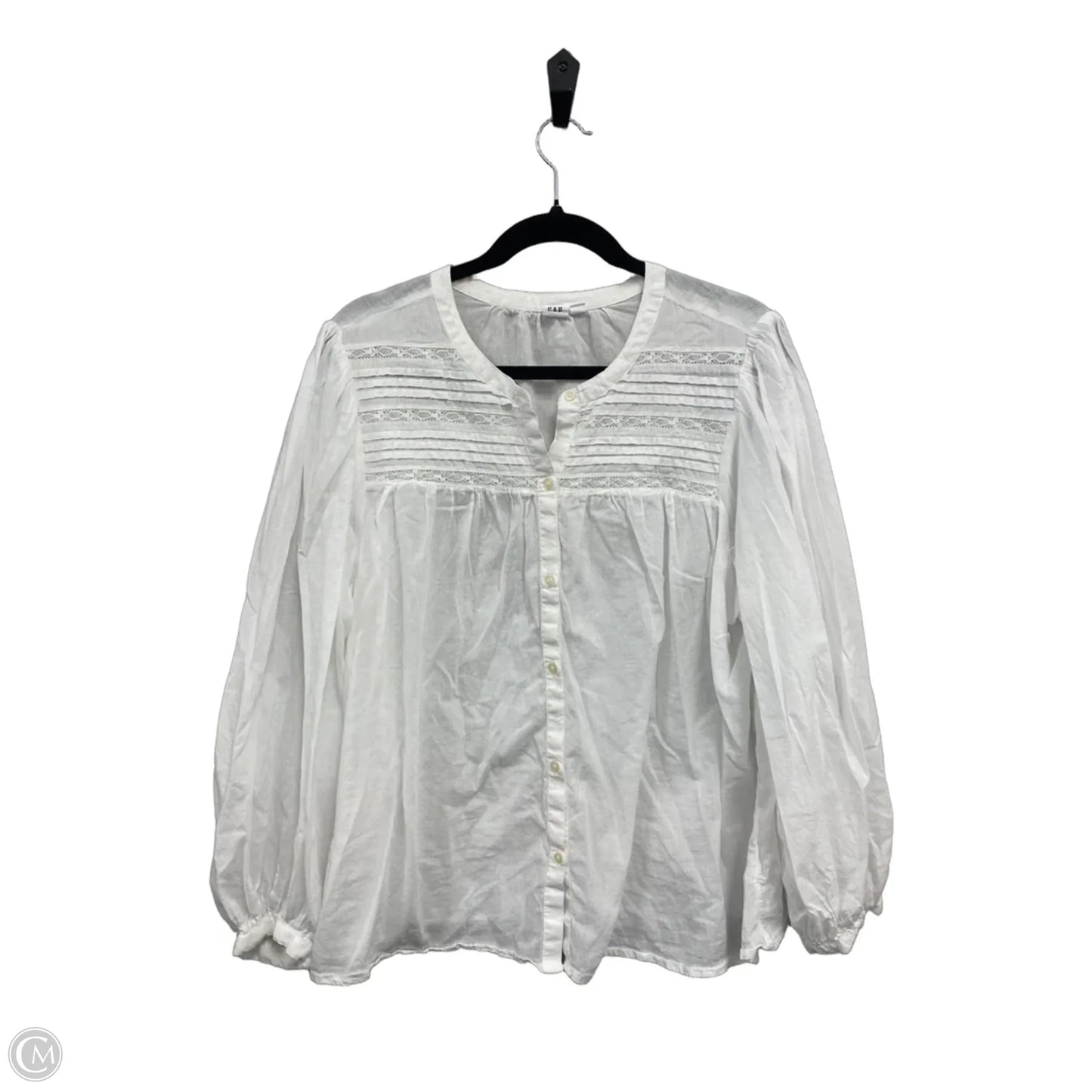 Blouse Long Sleeve By Gap In White, Size: Xl