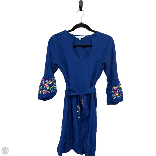 Dress Casual Short By Escapada Living In Blue & Yellow, Size: M