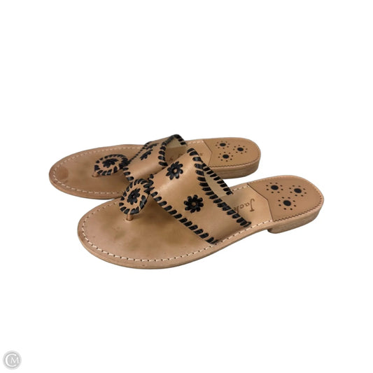 Sandals Flats By Jack Rogers In Black & Tan, Size: 10