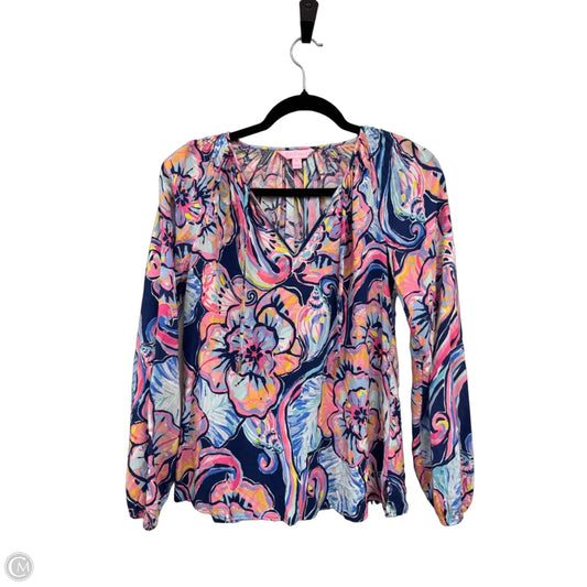Blouse Designer By Lilly Pulitzer In Blue & Pink, Size: Xs