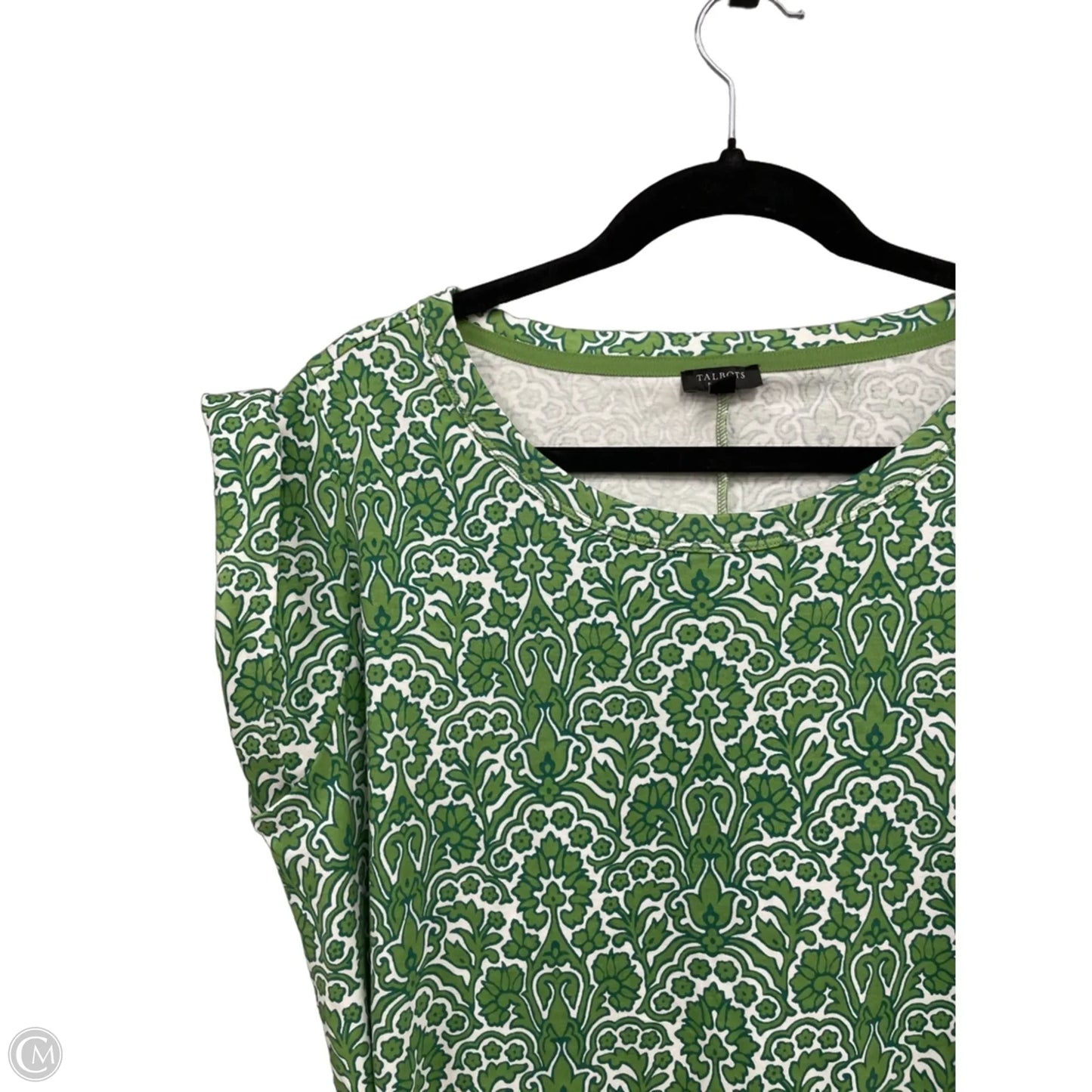 Dress Casual Short By Talbots In Green & White, Size: 1x