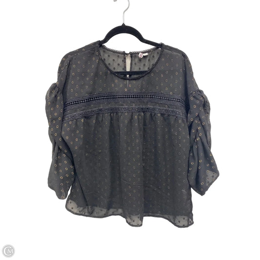 Blouse 3/4 Sleeve By Clothes Mentor In Black & Gold, Size: Xl