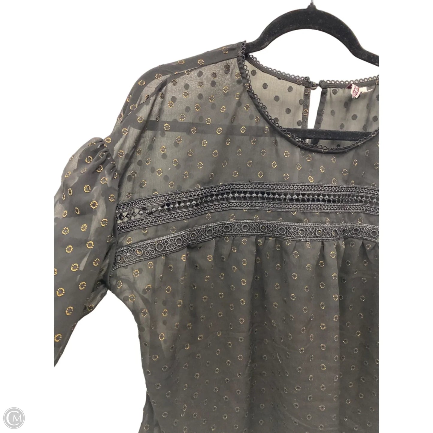 Blouse 3/4 Sleeve By Clothes Mentor In Black & Gold, Size: Xl