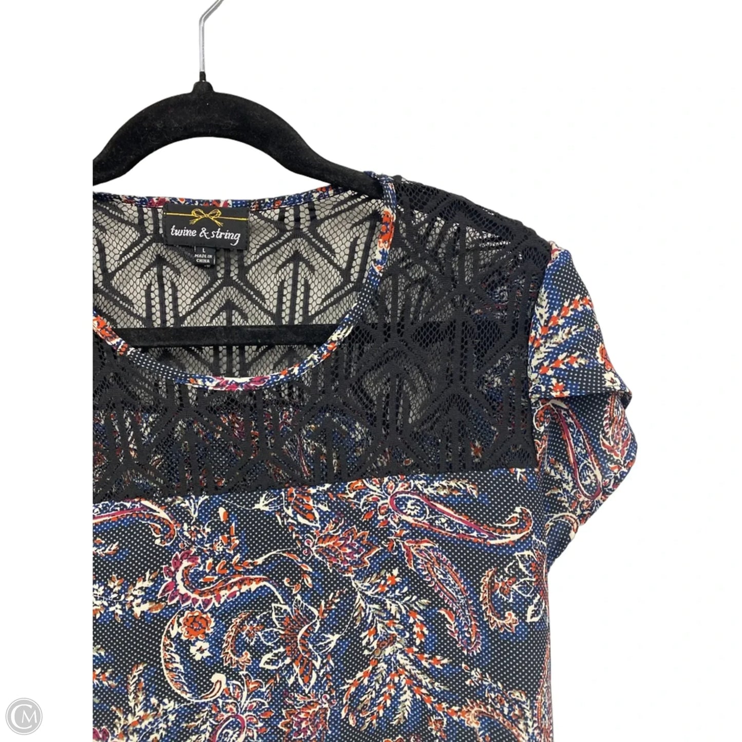 Blouse Short Sleeve By Clothes Mentor In Black & Red, Size: L