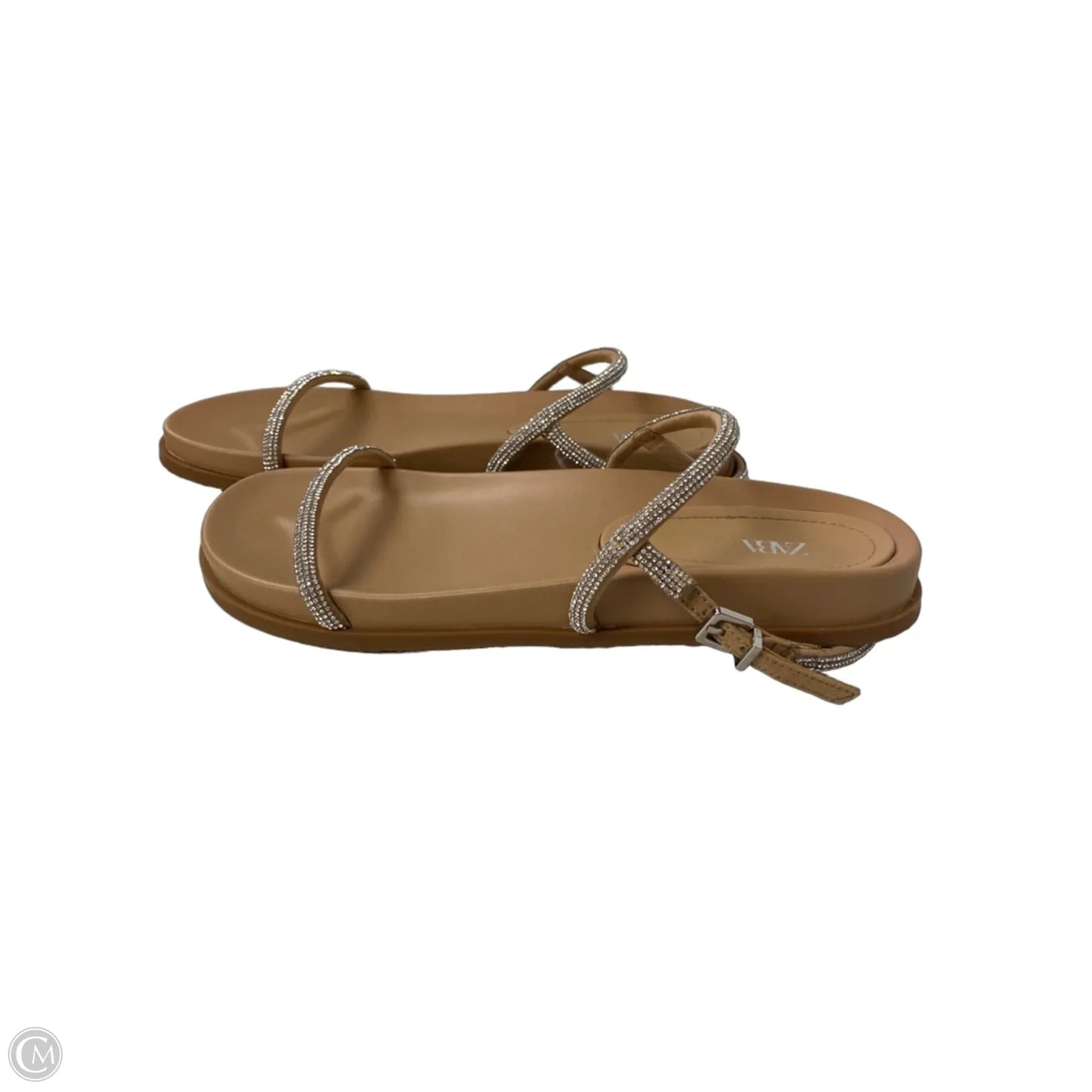 Sandals Flats By Zara In Silver & Tan, Size: 7.5