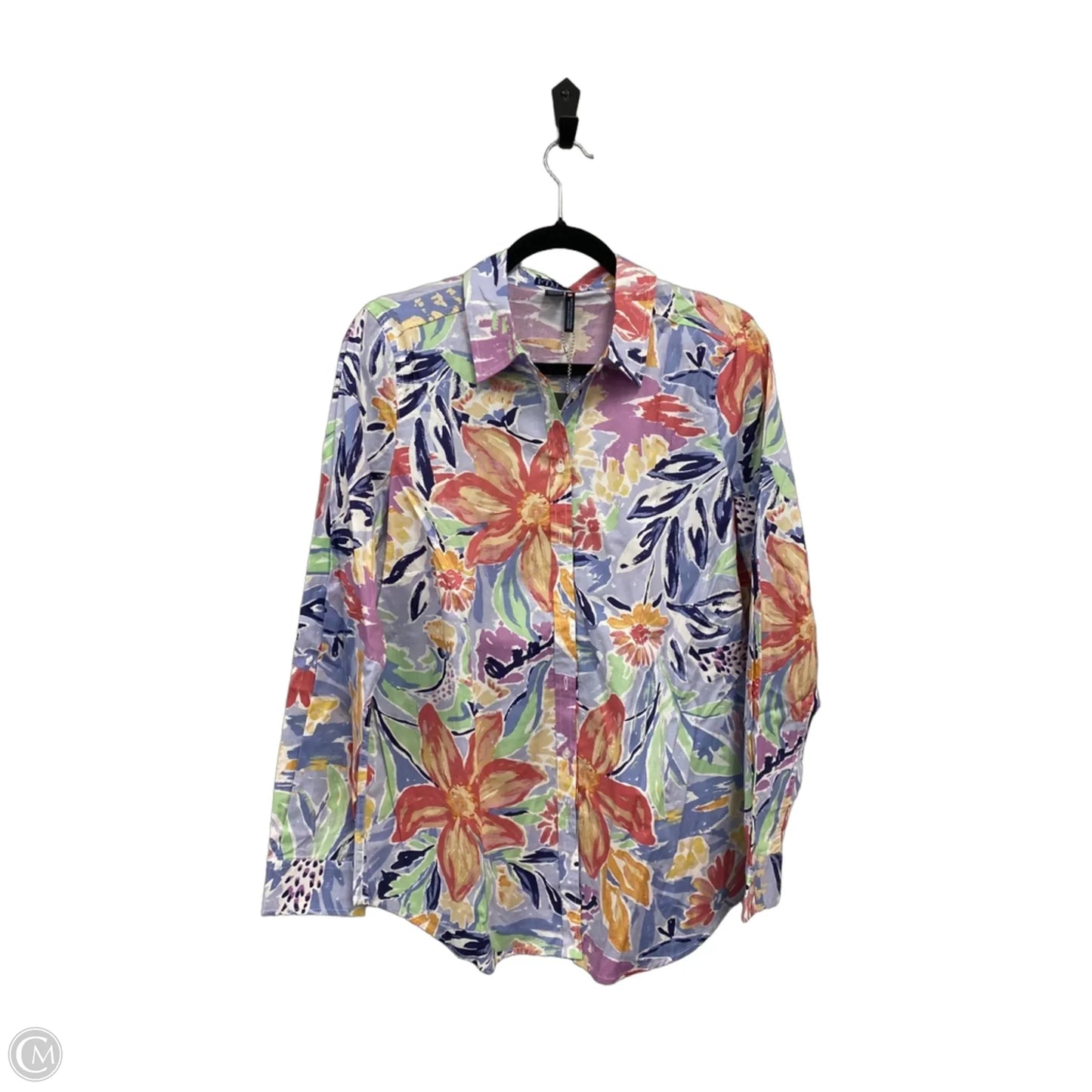 Blouse Long Sleeve By French Dressing In Blue & Purple, Size: 10