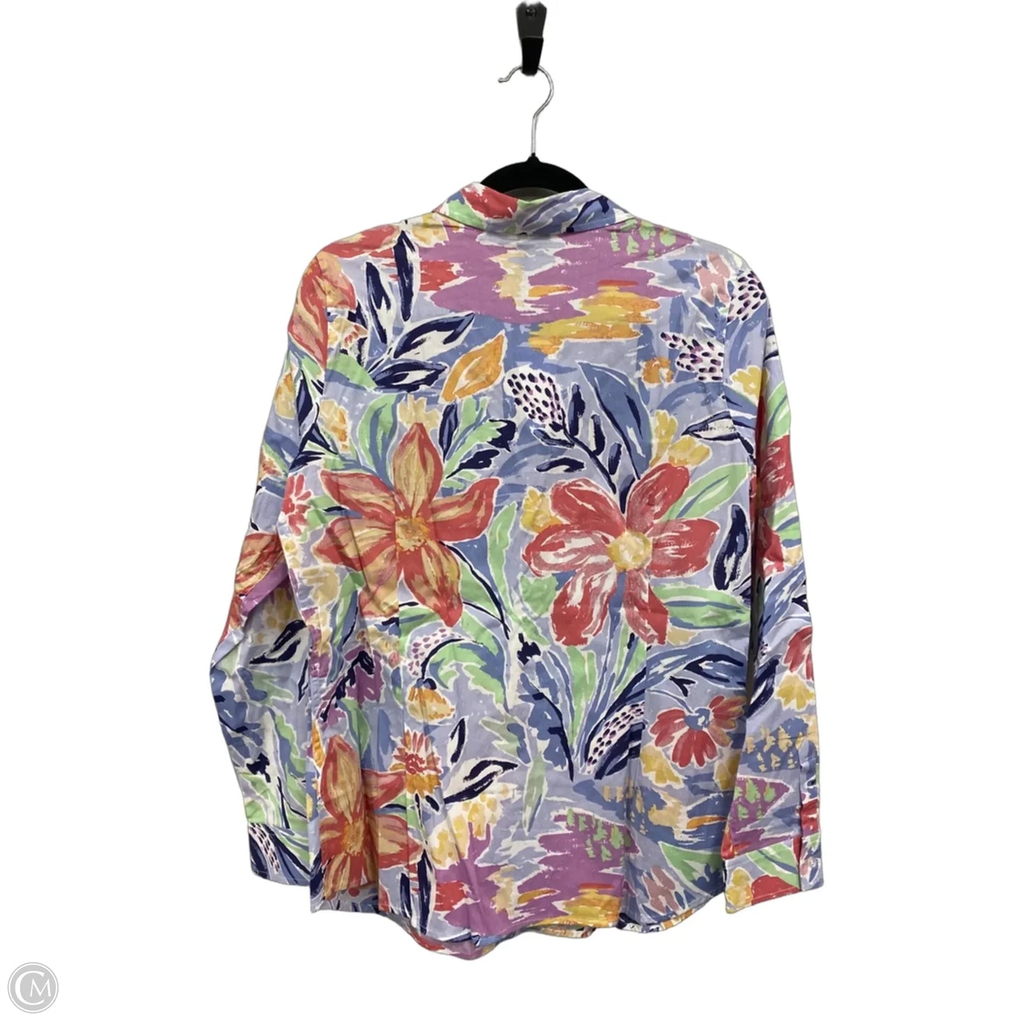 Blouse Long Sleeve By French Dressing In Blue & Purple, Size: 10
