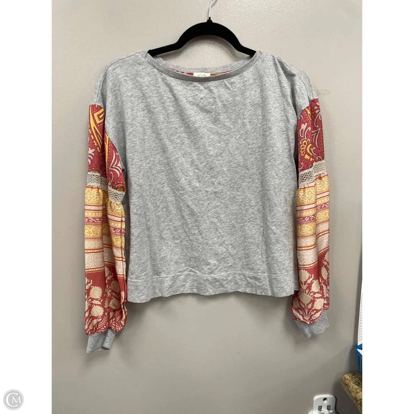 Top Long Sleeve By Tiny In Grey & Orange, Size: S
