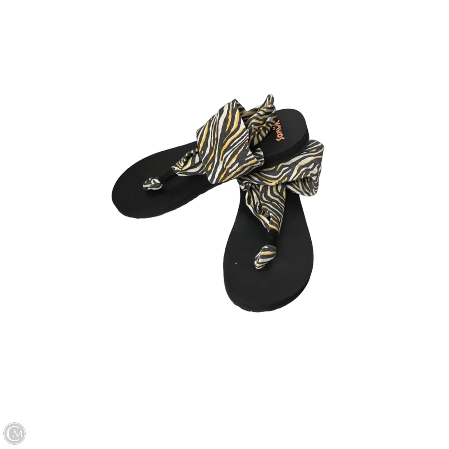 Sandals Flats By Sanuk In Black & Yellow, Size: 7