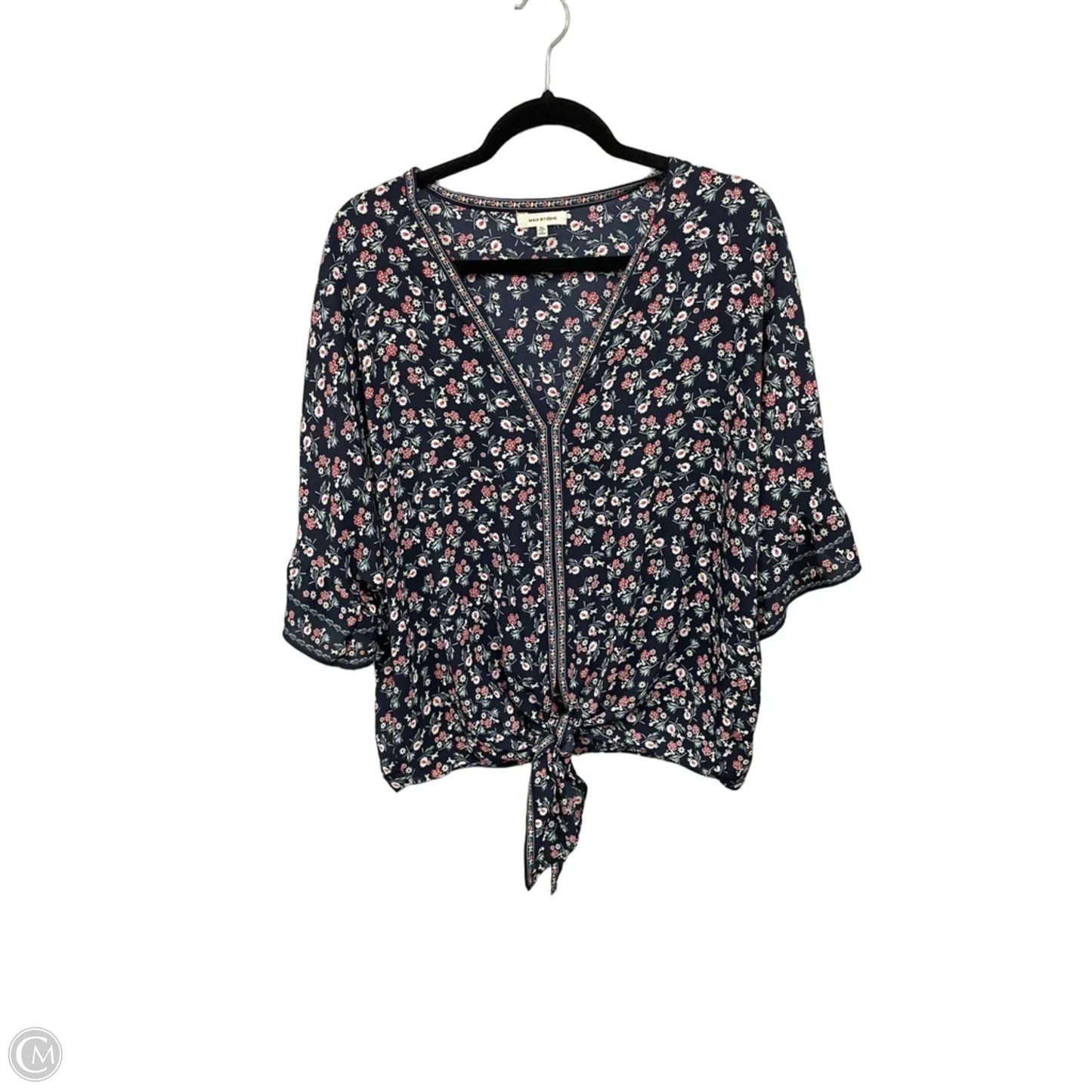 Blouse Short Sleeve By Max Studio In Blue & Green, Size: Xl