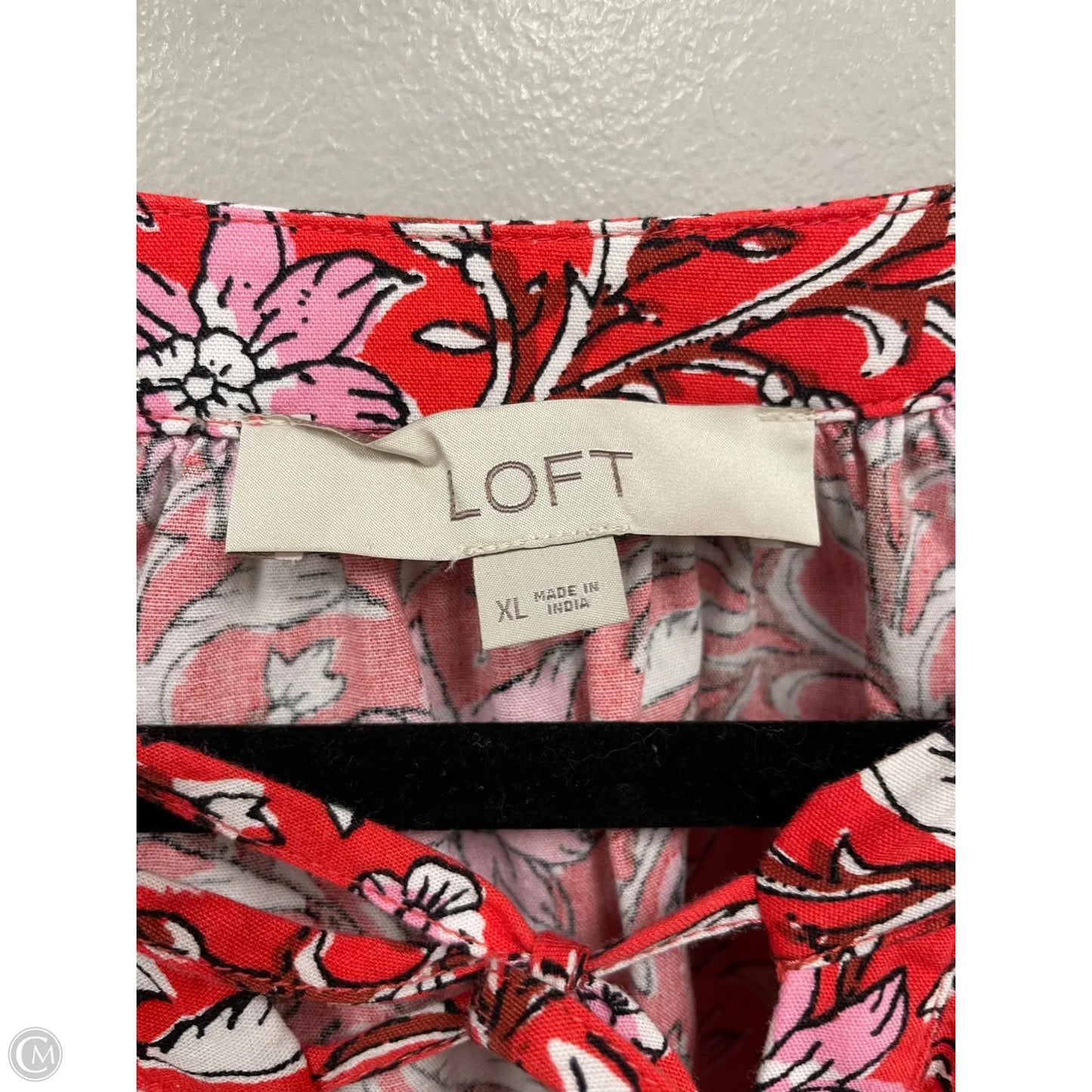Blouse Short Sleeve By Loft In Pink & Red, Size: Xl