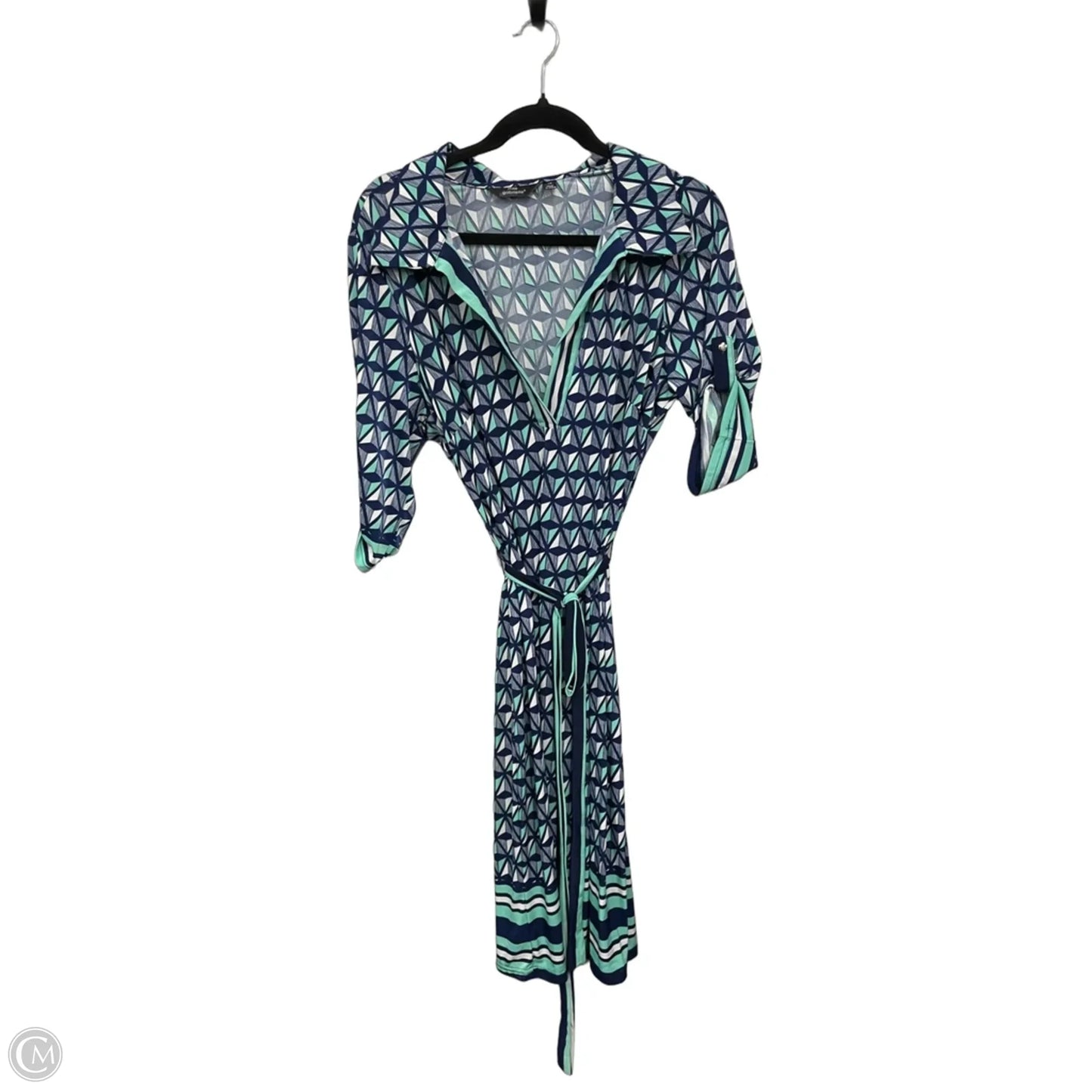 Dress Casual Short By Mlle Gabrielle In Blue & Green, Size: 1x