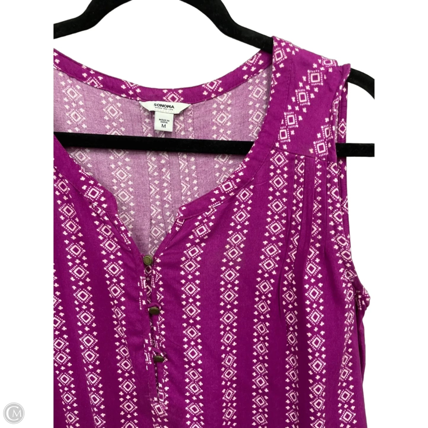 Top Sleeveless By Sonoma In Purple & White, Size: M