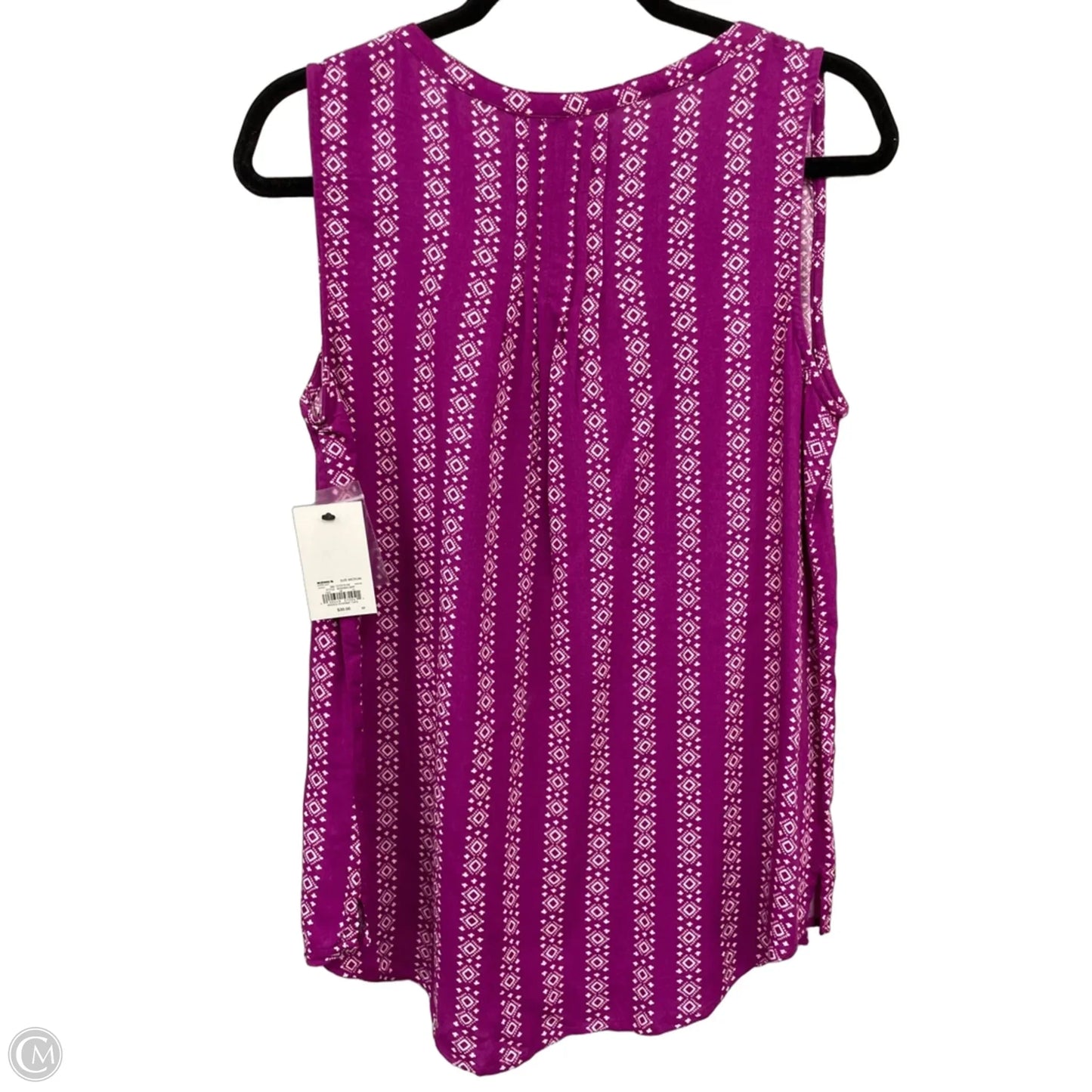 Top Sleeveless By Sonoma In Purple & White, Size: M